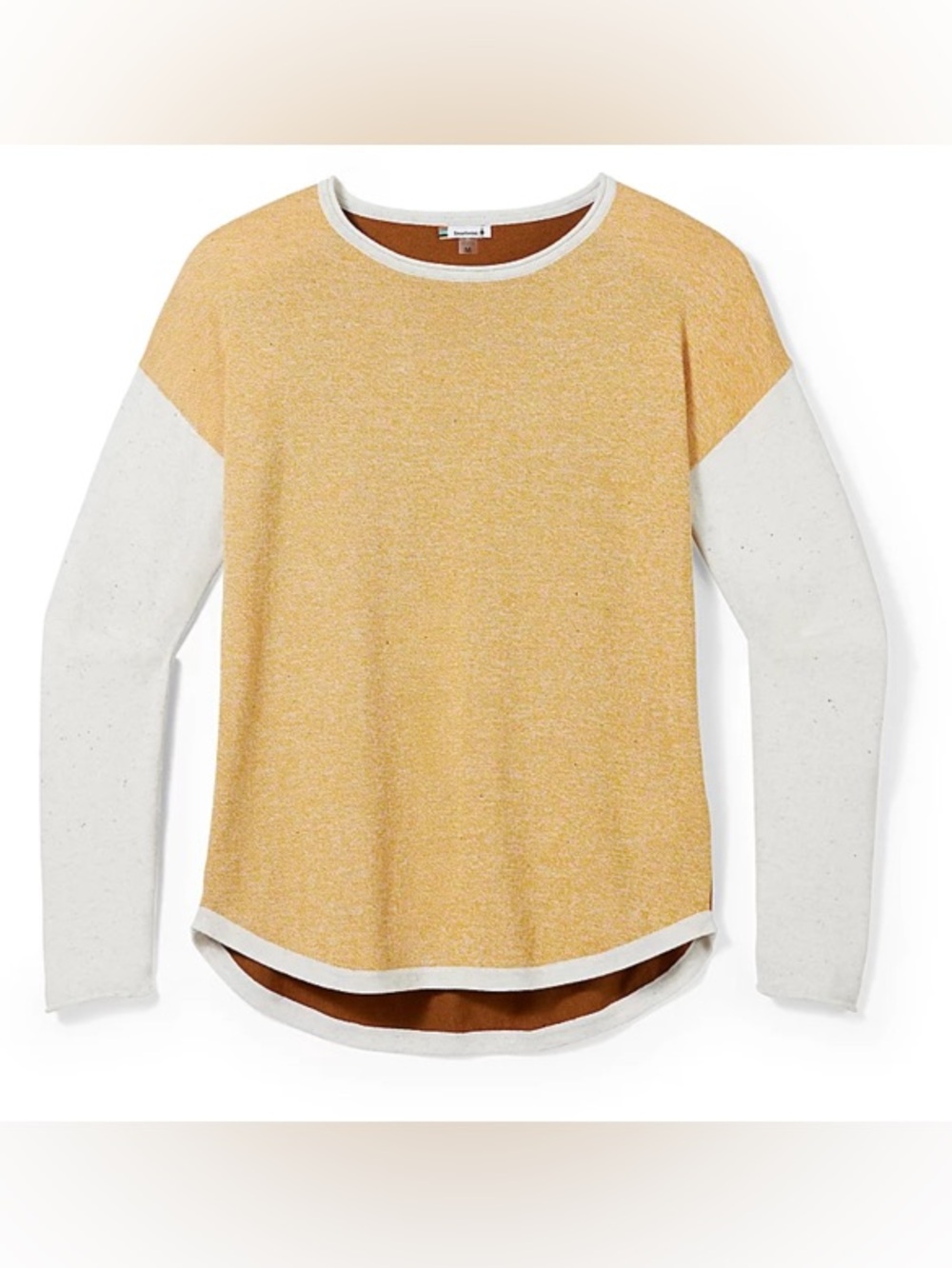 Smartwool Women's Small Crew Neck Sweater Colorblock Gold Brown Wool Blend GUC